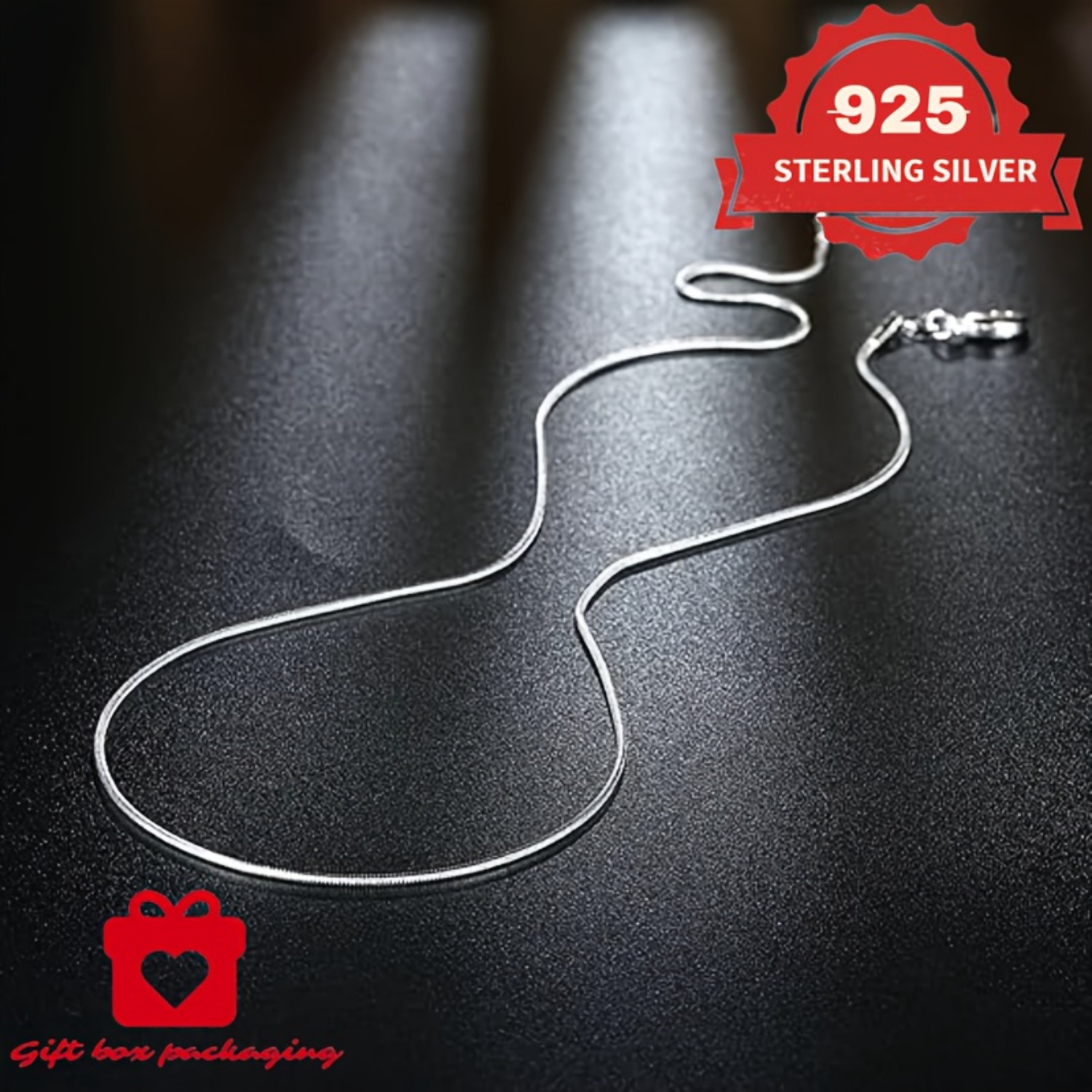 1mm S925 Sterling Silver Snake Bone Chain Necklace — Unisex